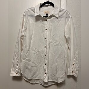 Universal Thread White Casual Button-Down Oversized Fit Shirt Size S
